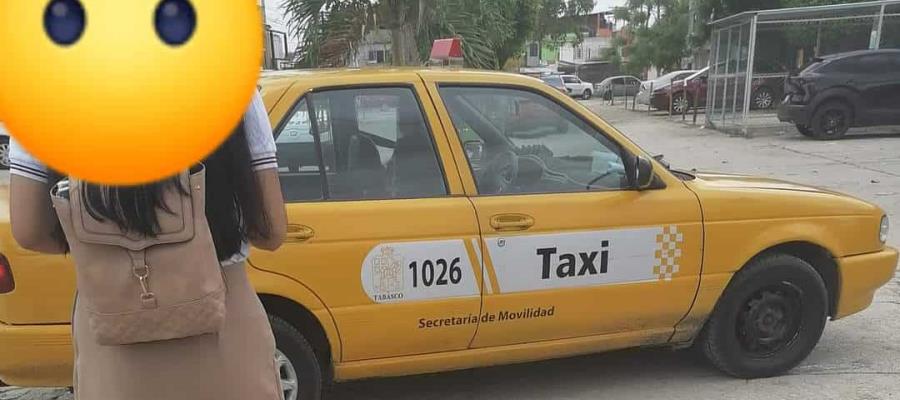 Exhiben a taxista por intentar bajar a estudiante a mitad de un servicio en Villahermosa