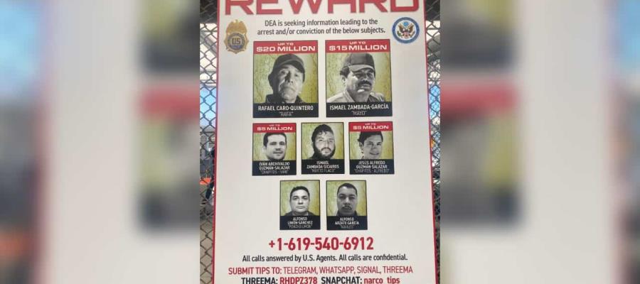 Ofrece DEA recompensas millonarias por líderes del Cártel de Sinaloa