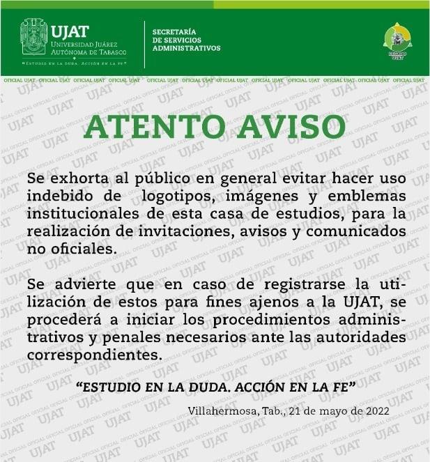 Advierte UJAT que procederá vía penal contra quienes usen emblemas institucionales con fines ajenos a la universidad