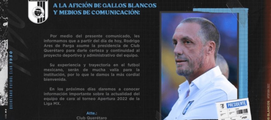 Rodrigo Ares será nuevo presidente deportivo de Querétaro