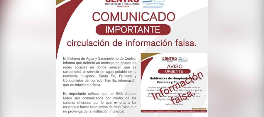 Es falso, dice el SAS sobre suspensión del servicio en Huapinol y zonas de Parrilla 