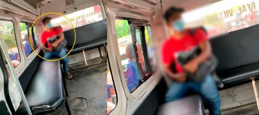 Joven denuncia a hombre que se masturbó frente a ella en combi de Villahermosa