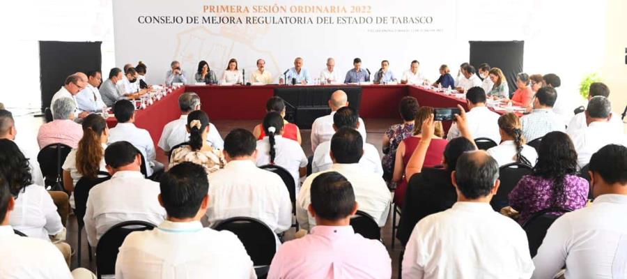 Reconocen a Tabasco por inscripción del 100% de sus servicios, durante sesión del Consejo de Mejora Regulatoria