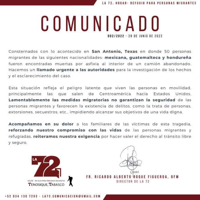 Recrimina ‘La 72’, que actuales medidas migratorias favorecen los delitos de trata de personas Recrimina ‘La 72’, que actuales medidas migratorias favorecen los delitos de trata de personas