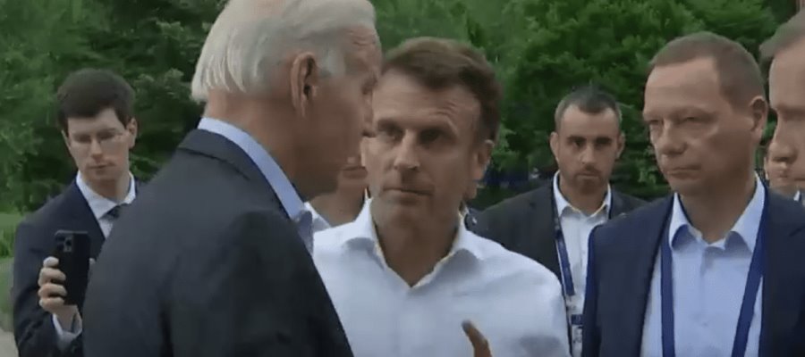 Captan momento en que Macron explica a Biden que Arabia Saudita no tiene suficiente petróleo para exportar a Europa