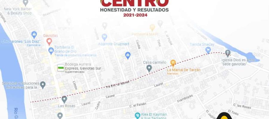 Reducen a un carril calle en Gaviotas Sur por obra de pavimentación