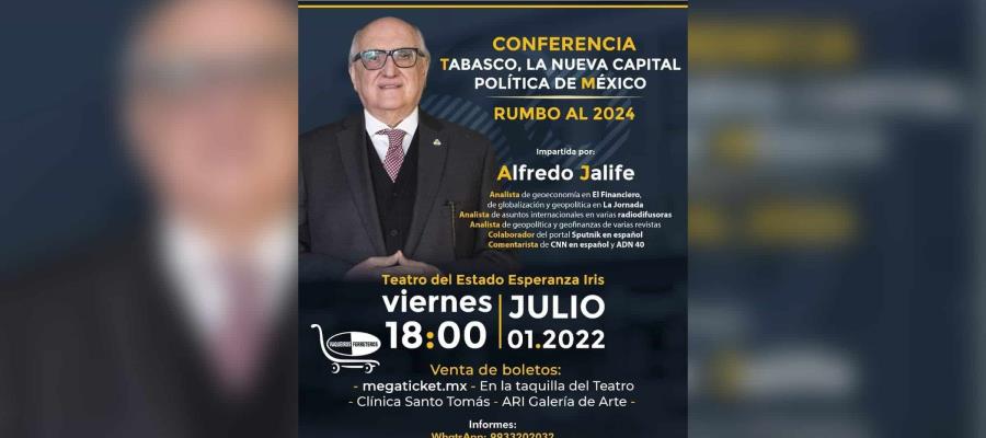 El geopolítico Alfredo Jalife estará este viernes en el Esperanza Iris