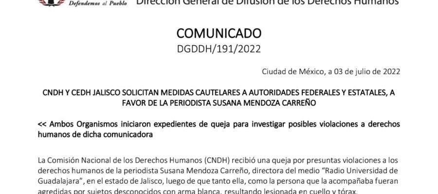 Solicitan medidas cautelares a favor de la periodista Susana Carreño