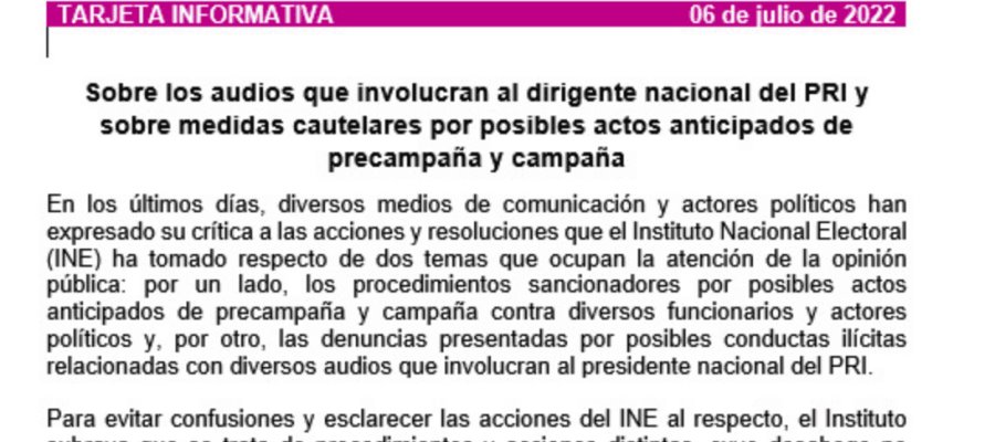 Confirma INE que sí investiga a Alejandro Moreno por financiamiento ilícito