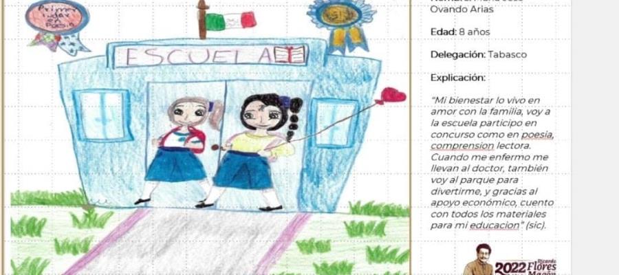 Niña tabasqueña gana tercer lugar nacional en el concurso “Por mi Bienestar, mis Derechos”