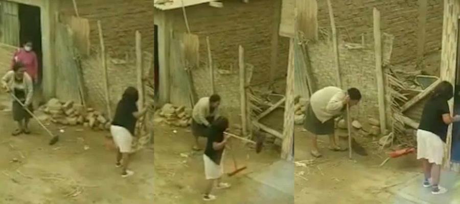 [VIDEO] Vecinas en Perú protagonizan pelea de escobas y basura