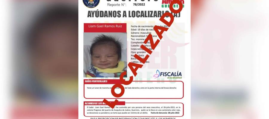 Localizan a bebé robado en Guerrero