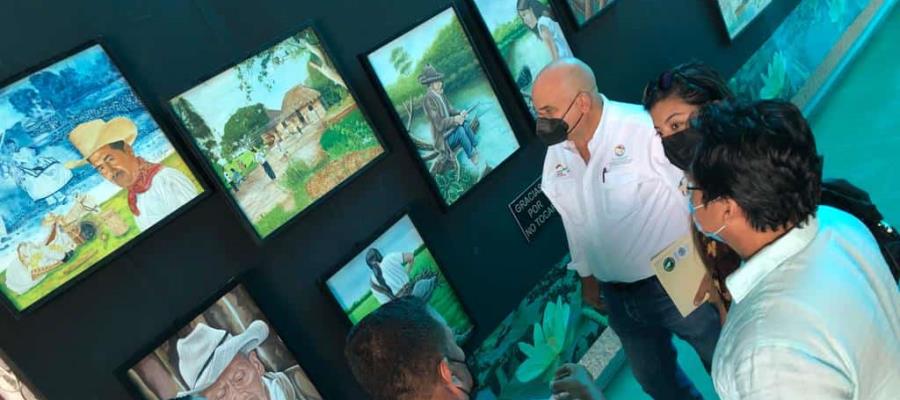 Inauguran exposición pictórica sobre los Pantanos de Centla, en el Museo Papagayo