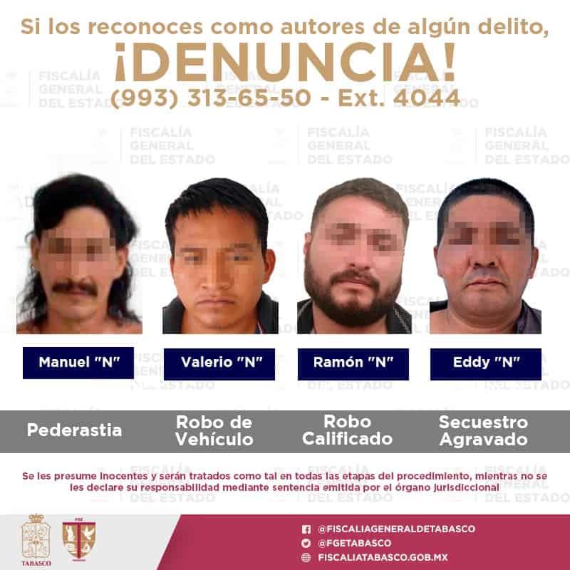 Detiene FGE a 5 sujetos por secuestro, robo y pederastia