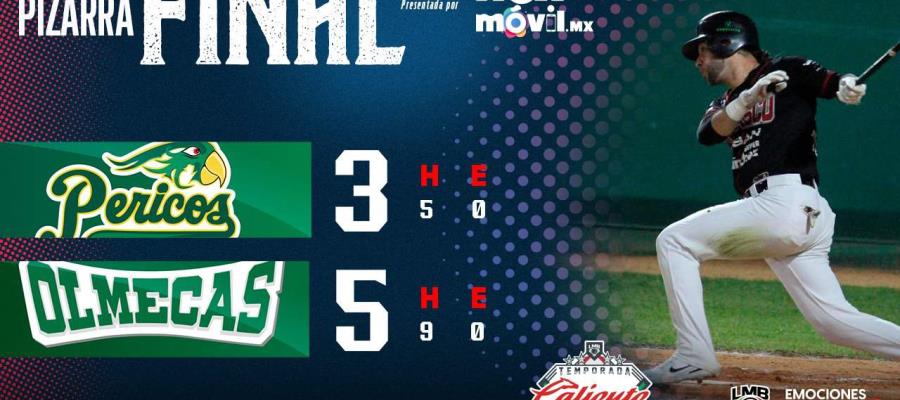 Olmecas derrotan 5-2 a Pericos; se ponen a juego y medio del segundo lugar