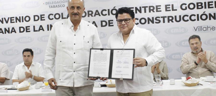 Firman Gobierno y CMIC Tabasco convenio en materia de capacitación