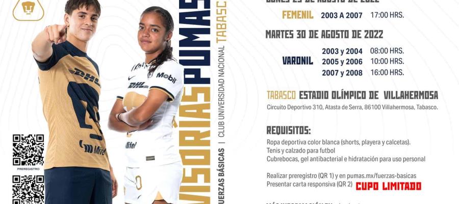 Pumas Tabasco hará visorias en Villahermosa