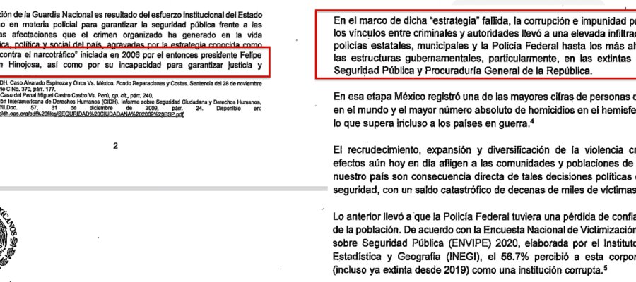 Culpa AMLO a Calderón de la violencia en el país en su iniciativa para que Guardia Nacional pase a la Sedena