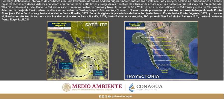 Alerta Conagua por efectos del huracán Kay en Baja California Sur