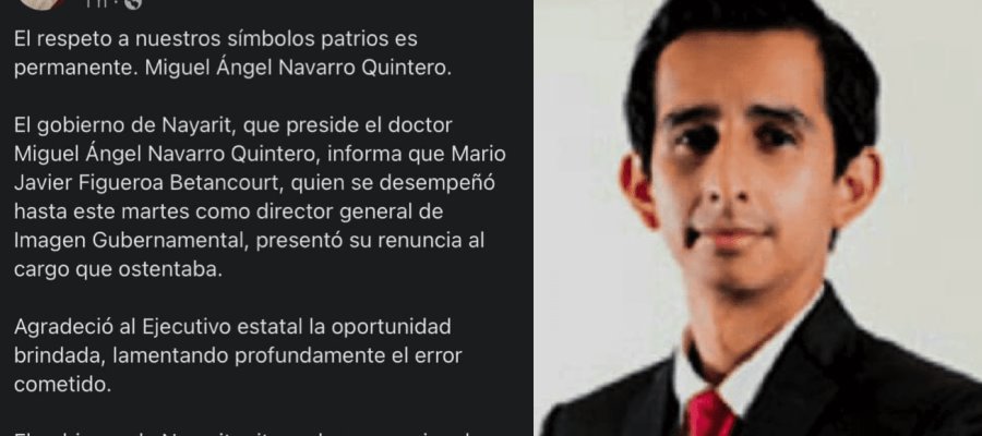 Renuncia funcionario responsable de cambiar colores de la bandera de México en Nayarit