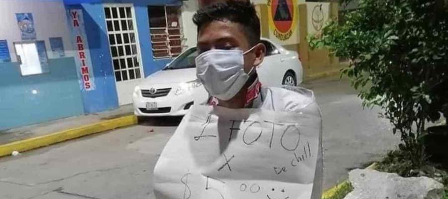 “Juegan novatada” a joven y lo emplayan en poste frente a Protección Civil de Cunduacán “Juegan novatada” a joven y lo emplayan en poste frente a Protección Civil de Cunduacán