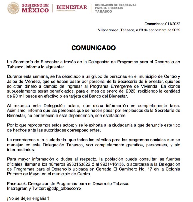 Advierte Bienestar, sobre personas que se hacen pasar por trabajadores de esta dependencia Advierte Bienestar, sobre personas que se hacen pasar por trabajadores de esta dependencia