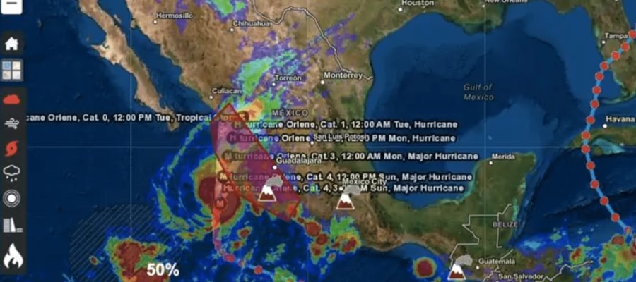 Huracán Orlene se intensifica rápidamente a categoría 4 frente a costas de Jalisco 