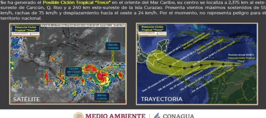 Se forman depresión tropical Doce y potencial ciclón tropical Trece