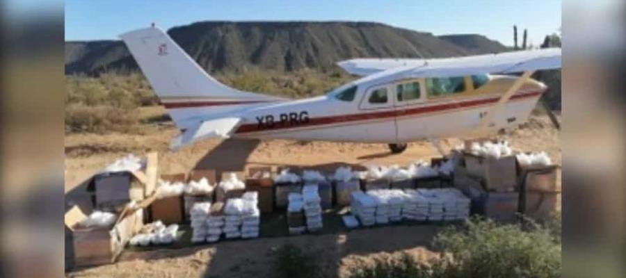 Sedena asegura aeronave con media tonelada de droga en Baja California