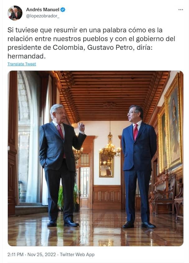 Relación México-Colombia es de hermandad: AMLO