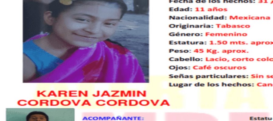 Desaparece niña tabasqueña de 11 años en Cancún