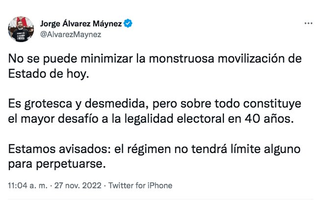 “No se puede minimizar la monstruosa movilización de Estado”, advierte MC