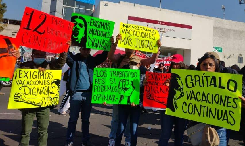 Sindicatos protestan afuera de San Lázaro para exigir 12 días continuos de vacaciones