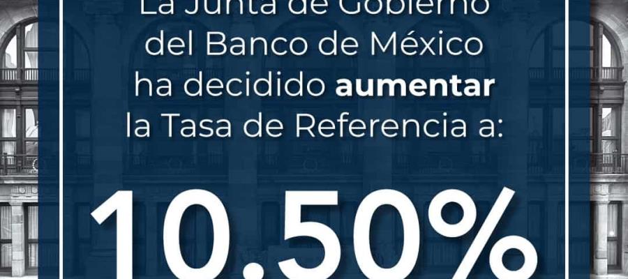 ¡Récord histórico! Banxico eleva, otra vez, Tasa de Interés; queda en 10.50% ¡Récord histórico! Banxico eleva, otra vez, Tasa de Interés; queda en 10.50%