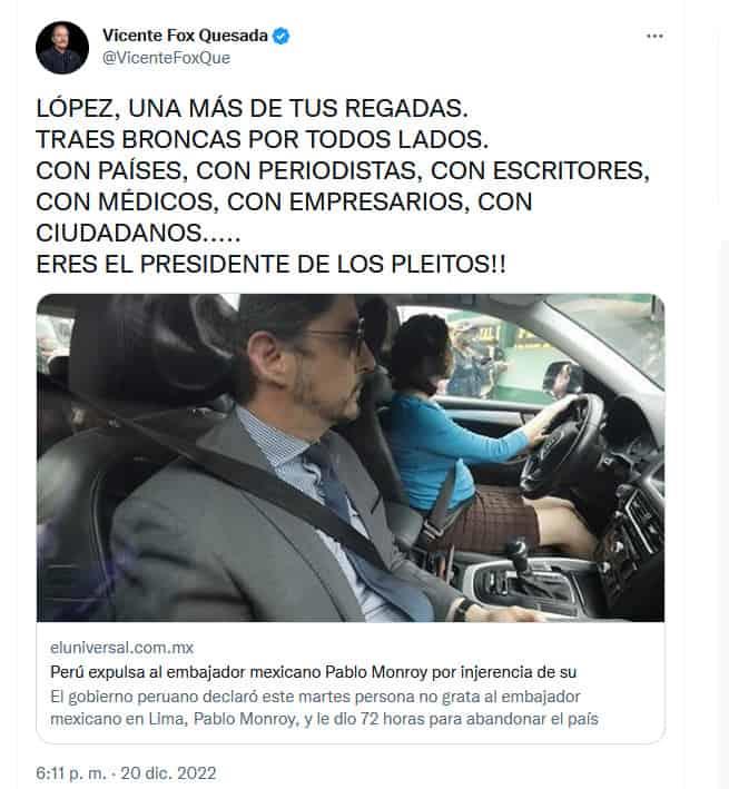 Expulsión de embajador en Perú es un fracaso de la política exterior de México, critica oposición