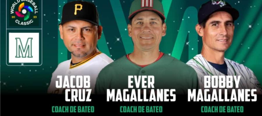 Jacob Cruz, Ever Magallanes y Bobby Magallanes, los coach de bateo para Clásico Mundial de Beisbol