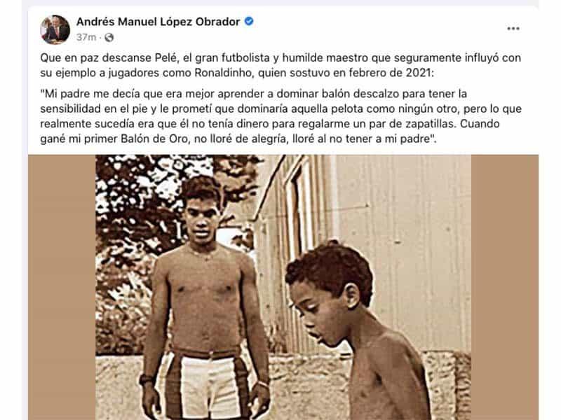 Fue “gran futbolista y humilde maestro”: AMLO lamenta muerte de Pelé