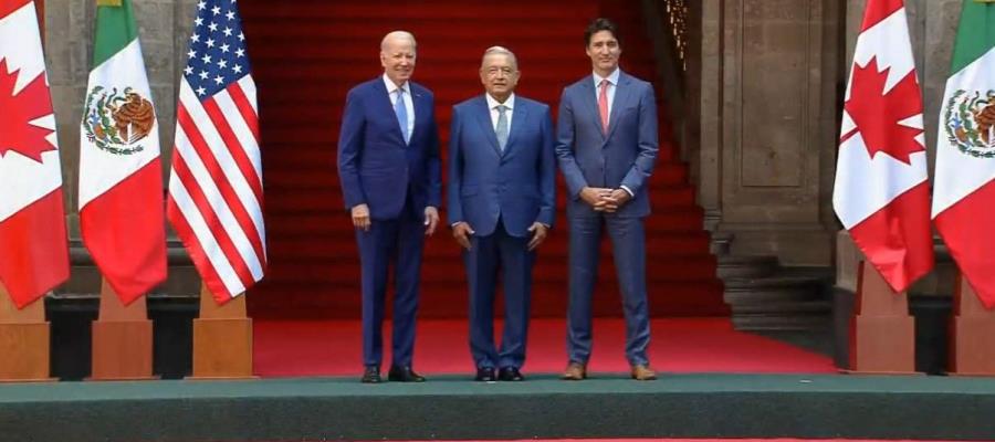 Recibe Obrador a Trudeau y a Biden en Palacio Nacional