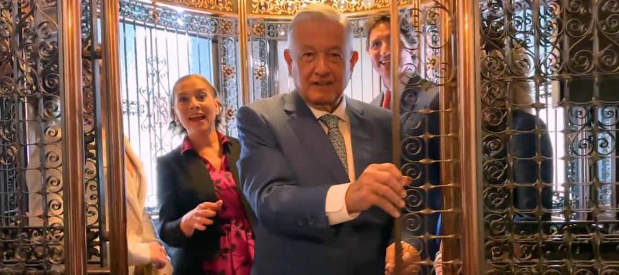 La hace AMLO de “elevadorista” en recorrido a Biden y Trudeau por Palacio Nacional