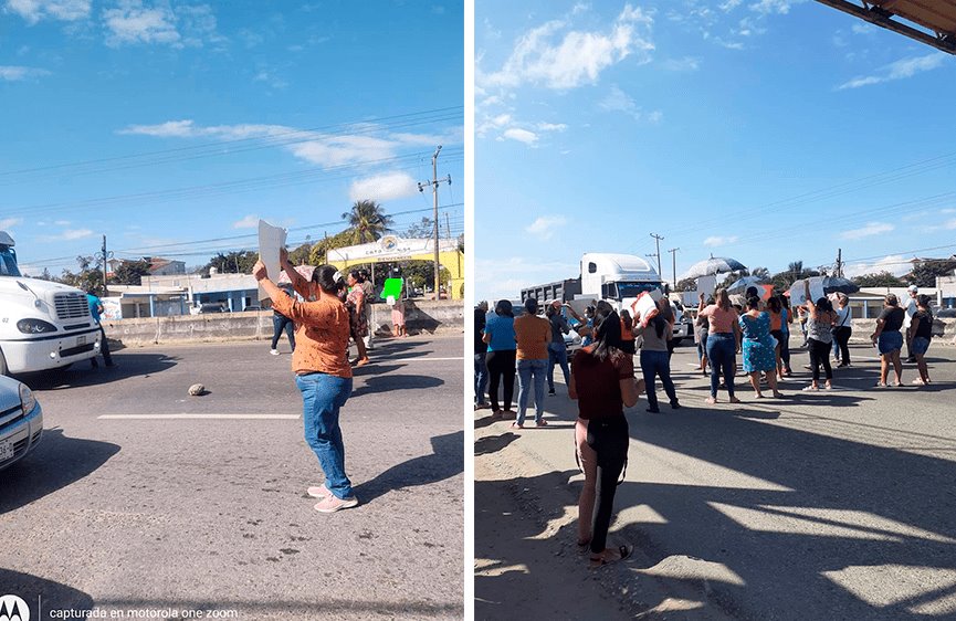 Bloquean padres de familia carretera Villahermosa-Frontera; exigen reparación de un socavón