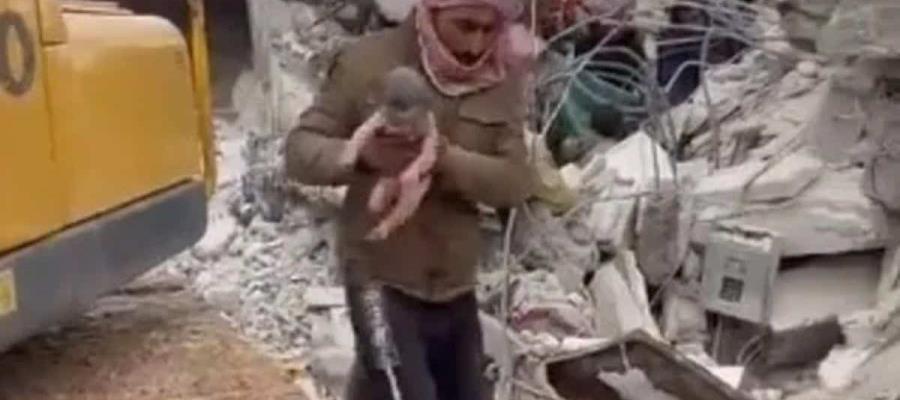 Nace bebé bajo los escombros del sismo en Siria