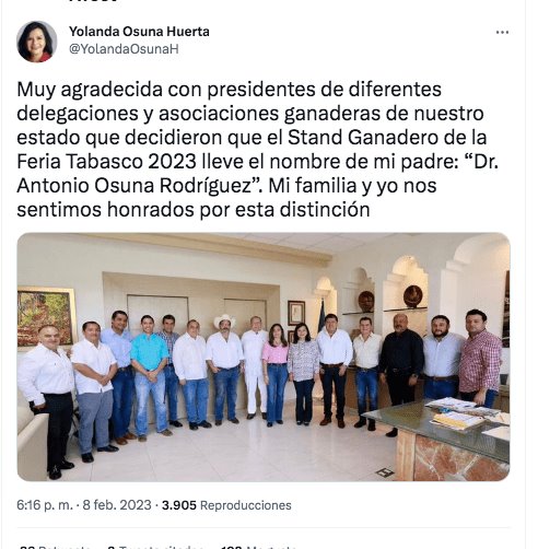 Stand Ganadero de la Feria Tabasco llevará el nombre del Dr. Antonio Osuna Rodríguez”