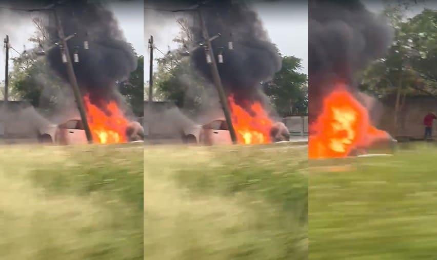 Se incendia camioneta tras chocar en la Villahermosa-Cárdenas