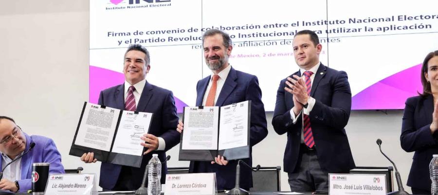 PRI podrá afiliar militantes a través de aplicación móvil; firma convenio con INE