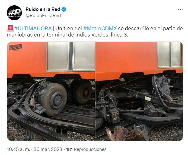 Se descarrila tren del Metro de la CDMX