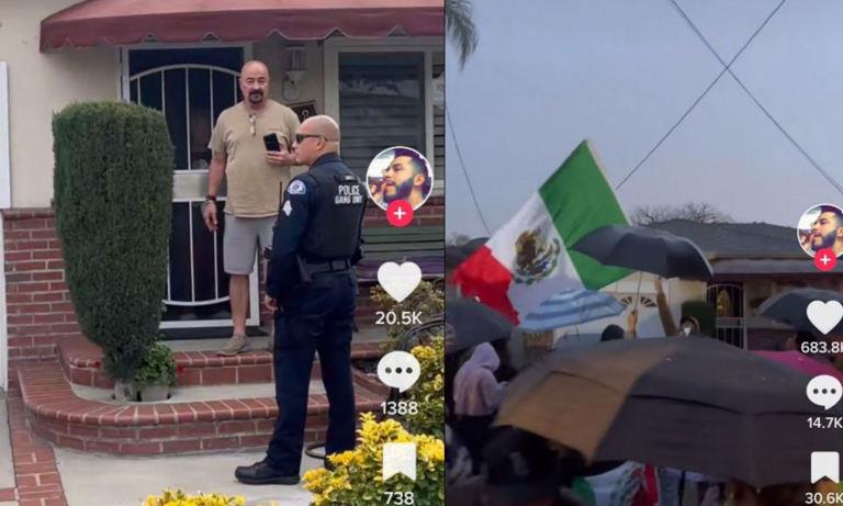 “Gringo” racista corre a mexicanos de su cuadra; estos regresan con banda y tocan frente a su casa