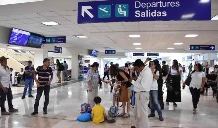 Flujo de pasajeros en Aeropuerto de Villahermosa aumenta 13.5% de enero a julio