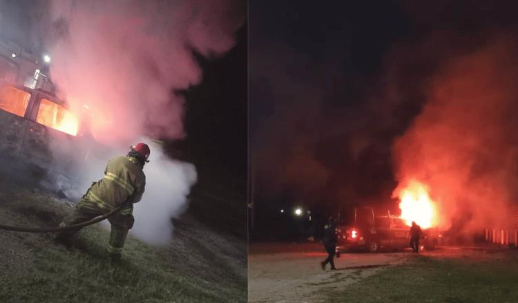 Se incendia patrulla de policía municipal en Pomoca