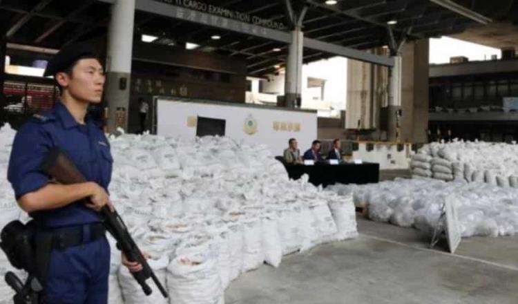 Decomisan en Hong Kong droga dentro de bolsas de Segalmex