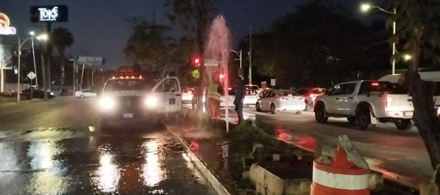 Confunden fuga de agua con manguera de jardinería destapada en Usumacinta